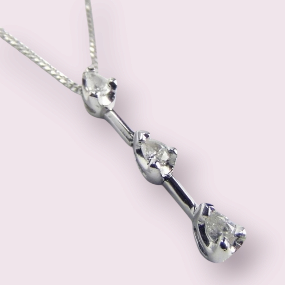 0.23ctw Diamond 10K Gold Infinity Teardrop 3 stone Chain Necklace